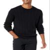 Amazon Essentials Men's Crewneck Cable Cotton Pullover Sweater, Black, X-Large view 1