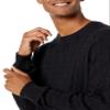 Amazon Essentials Men's Crewneck Cable Cotton Pullover Sweater, Black, Medium view 3