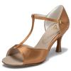 JIAJIA 20511 Women's Satin Sandals Flared Heel Latin Salsa Performance Dance Shoes Color Tan,Size 8 B(M) US/39 EU view 1