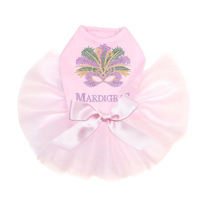 Mardi Gras with Mask - Marti Gras Rhinestone Dog Tutu Dress