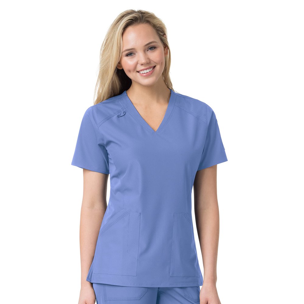 Carhartt Scrubs C12106 Women's Force Modern Fit Twill V-Neck Top XXX-Large Ceil Blue