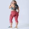 YELETE Side Pocket Performance Capri Leggings Brick Red Color Size L view 3