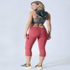 YELETE Side Pocket Performance Capri Leggings Brick Red Color Size L view 4