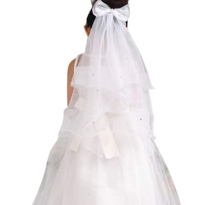 Girls Purple Veil for Communion Floral Wreath Veil First Communion Veil Party