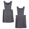 MA ONLINE Childrens Pleated Plain Pinafore School Uniform Girls Black Grey Navy Green Dress Grey 15-16 Years view 1