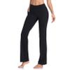 HISKYWIN Side Pockets Yoga Pants 4 Way Stretch Tummy Control Workout Running Pants, Long Bootleg Flare Pants HF201-Black-L view 3