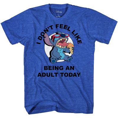 Disney Lilo and Stitch Don't Feel Like Being an Adult Tee Funny Humor Disneyland Graphic Adult T-Shirt(LG, Heather Royal)