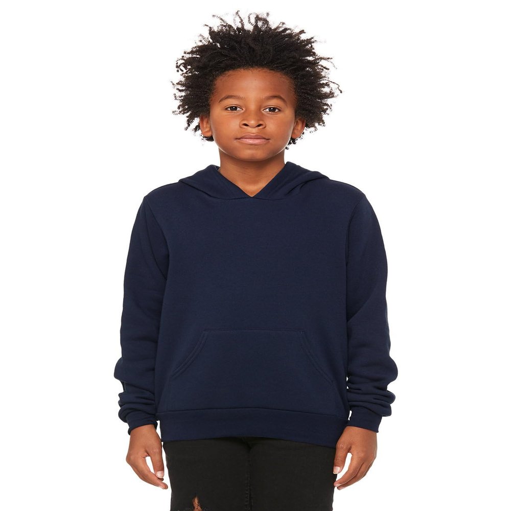 Bella + Canvas Youth Sponge Fleece Pullover Hooded Sweatshirt S NAVY