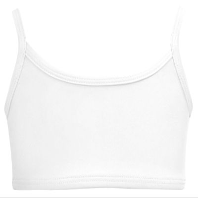 Made in USA Little Girls Bikini Top for Girls UPF50+ Sun Protection Toddler Bathing Suit Rash Guard for Beach Pool Swimwear, White, 4T