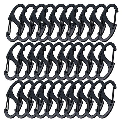 Bytiyar Small Carabiner Clips 1.6 inch(41mm) Metal Double Sided Spring Gate Snap Hooks Keychain Clasp Accessories, 30 Pcs Black