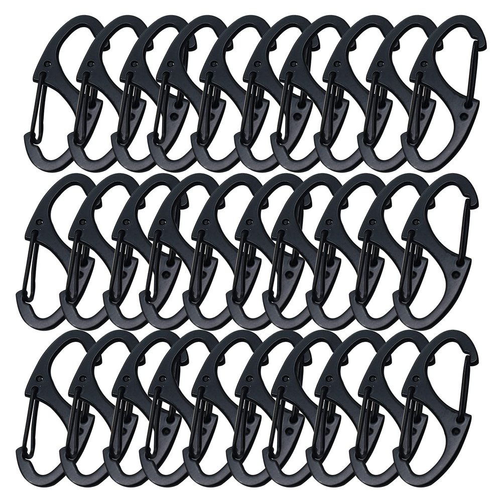 Bytiyar Small Carabiner Clips 1.6 inch(41mm) Metal Double Sided Spring Gate Snap Hooks Keychain Clasp Accessories, 30 Pcs Black