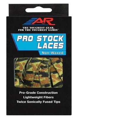 A&R 3 Pair Pack Pro Stock WAXLESS Fused-Tip Hockey Skate Laces, 72"-120" (Green Camo, 108")