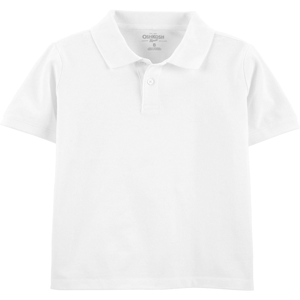 Osh Kosh Little Boy's Short Sleeve Uniform Polo Shirt, White, 6