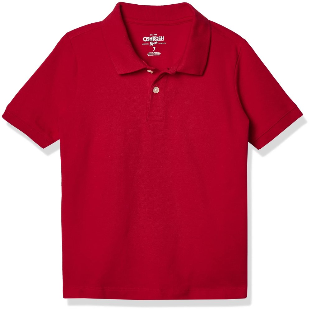 Osh Kosh Little Boy's Short Sleeve Uniform Polo Shirt, Ruby, 4