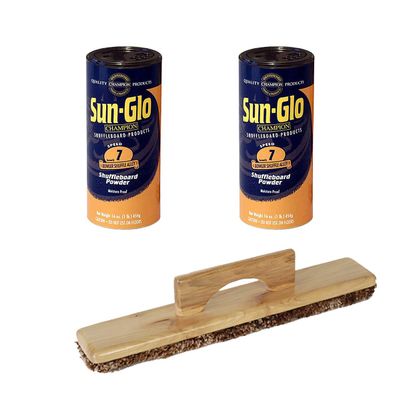 Sun-Glo 2 Cans #7 Shuffle Alley Wax & 1 Shuffleboard Sweep
