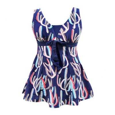 BIKMAN Womens One-Piece Skirt-Style Slimming Swim Suit Large Size Swimwear (5XL, Navy)