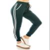 ALWAYS Women Joggers Active Sweatpants - Buttery Soft Light Comfy Lounge Striped Pants with Pockets Dark Teal White L/XL view 1