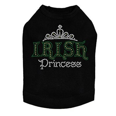 Irish Princess - Bling Rhinestone St Patrick Day Dog Shirt, XL Black