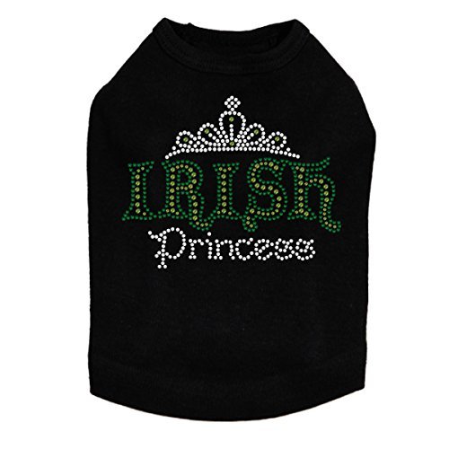 Irish Princess - Bling Rhinestone St Patrick Day Dog Shirt, XL Black