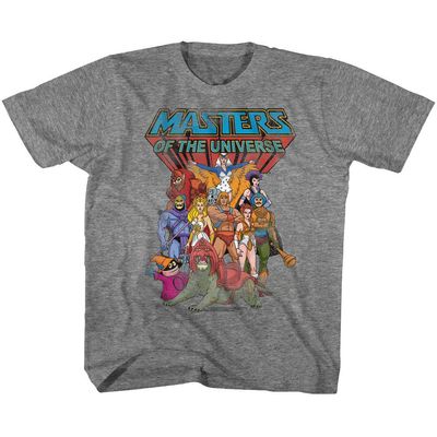 Masters of The Universe TV Series The Whole Group Gang Youth T-Shirt Tee Graphite Heather