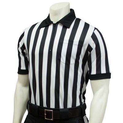Smitty | FBS-100 | Performance Mesh Short Sleeve Referee Shirt | 1" Stripe | Moisture Management | Football Lacrosse | Official's Choice! (Medium)