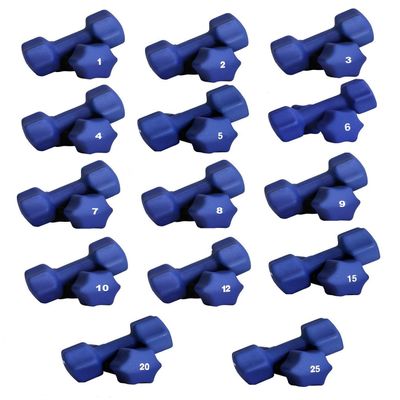 Ader Neoprene Dumbbell (1-30lb) Single Size Pair or Set (1-25LB Blue 14 Pair)