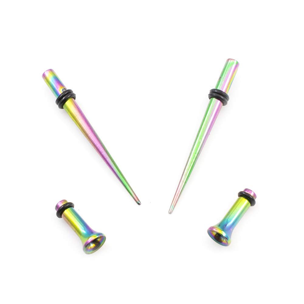 12G Ear Gauges Stretching Kit Surgical Steel PVD Rainbow Ear Tunnels Tapers Set for Starter Expander Piercing Body Jewelry