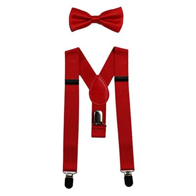 Sinen Baby Suspenders and Bow Tie Set Adjustable Kids Suspender Bowtie Sets for Boys and Girls-Red