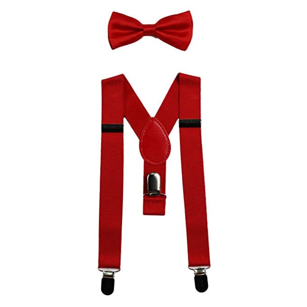 Sinen Baby Suspenders and Bow Tie Set Adjustable Kids Suspender Bowtie Sets for Boys and Girls-Red