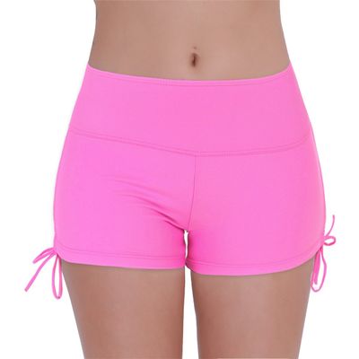 ACSUSS Women's Swim Boardshorts Beach Bikini Bottoms Short Swimwear with Side Ties Hot Pink X-Large