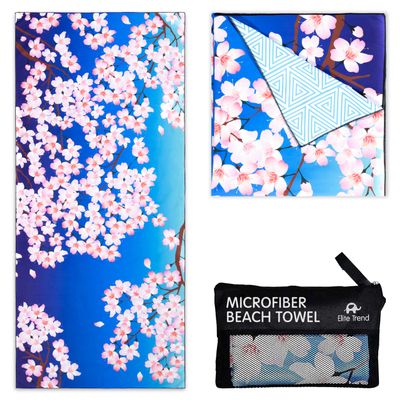 Elite Trend Quick Dry Towel Extra Large 78x35 Inch - Microfiber Beach Towel - Perfect for Beach, Travel, Swimming, Pool, Yoga, Hiking, Camping - Lightweight, Fast Drying, Compact for Adults (Sakura)