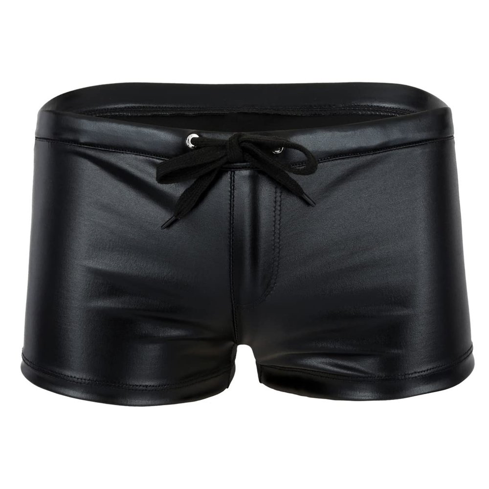 iiniim Mens Liquid Metallic Underwear Boxer Briefs Shiny Hot Pants Pouch Trunks Beachwear Swimwear Black X-Large