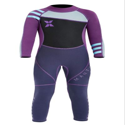 DIVE & SAIL Kid Girls 2.5mm Neoprene One Piece Wetsuits Long Sleeve Swimsuit UPF 50+ UV Protection Rash Guard for Swimming Diving Surfing 8-9 Years Purple