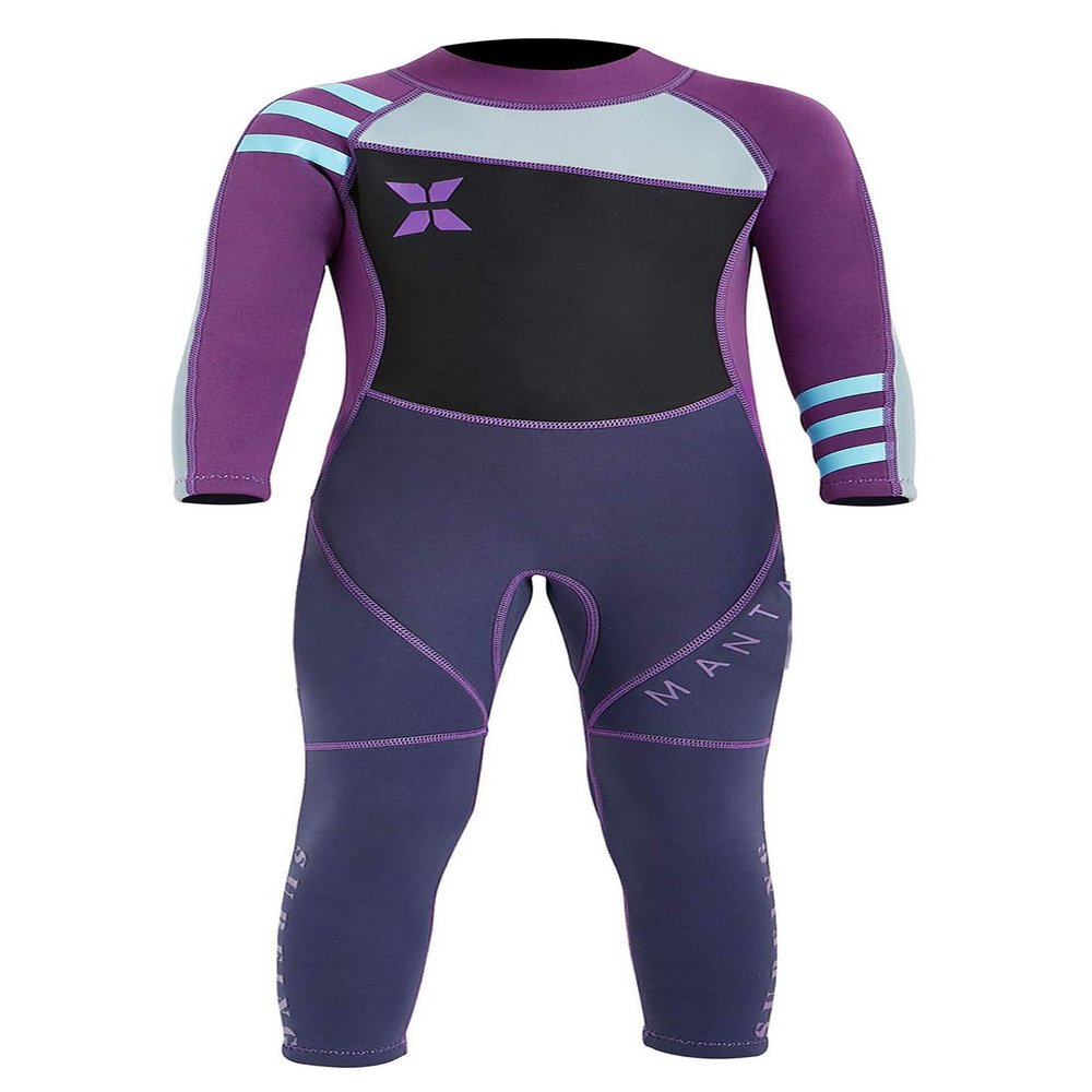 DIVE & SAIL Kid Girls 2.5mm Neoprene One Piece Wetsuits Long Sleeve Swimsuit UPF 50+ UV Protection Rash Guard for Swimming Diving Surfing 8-9 Years Purple