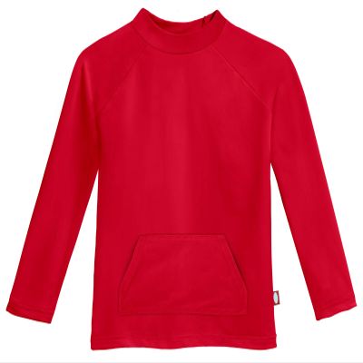 Made in USA Toddler Boys and Girls Rashguard UPF 50+ Sun Protective Long Sleeve Kids Swimwear Rash Guard for Summer Beach Pool and Swimming, Red, 12/18m