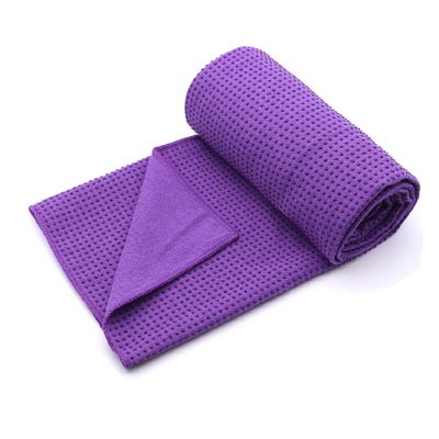 Eunzel Yoga Towel,Hot Yoga Mat Towel with Grip Dots Sweat Absorbent Non-Slip for Hot Yoga, Pilates and Workout 24" x72", Purple