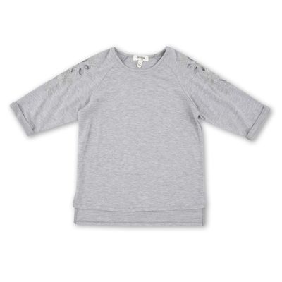 Speechless Big Girl's 3/4 Sleeve Top with Sleeve Detail Shirt, Heather Gray, S