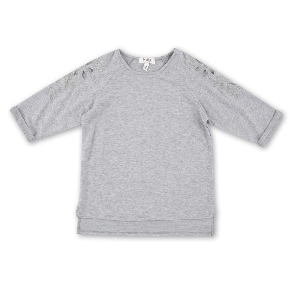 Speechless Big Girl's 3/4 Sleeve Top with Sleeve Detail Shirt, Heather Gray, S