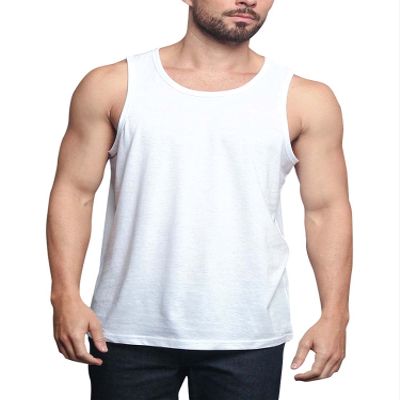 Men's Basic Essential Straight Hem Long Length Tank Top TT60-PL - White - 3X-Large - H11A