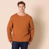 Amazon Essentials Men's Crewneck Cable Cotton Pullover Sweater, Rust, Medium view 3