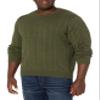 Amazon Essentials Men's Crewneck Cable Cotton Pullover Sweater, Olive Heather, XX-Large view 1
