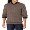 Amazon Essentials Men's Crewneck Cable Cotton Sweater, Brown Heather, X-Small view 1