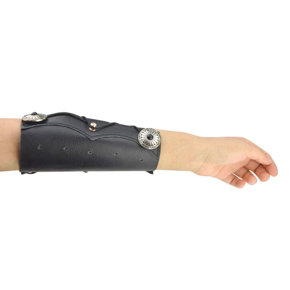 Weatlake Archery Arm Guard Forearm Protector Gear String Bow Hunting Shooting Cow Leather (Black)