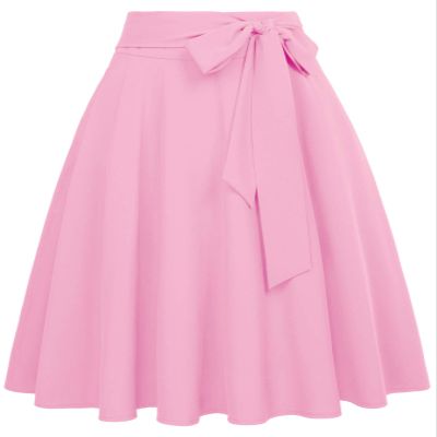 Belle Poque Pink Skirt for Women Bow Flared A-Line Skirt Pink Size L