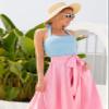 Belle Poque Pink Skirt for Women Bow Flared A-Line Skirt Pink Size L view 2