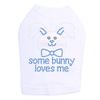 Some Bunny Loves Me - Blue - Bling Rhinestone Easter Dog Shirt, XXS White view 1