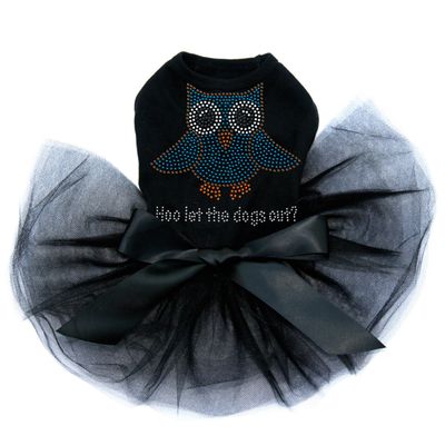 Dog in the Closet Blue Owl - Bling Rhinestone Tutu Dress, XL Black