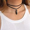 Aimimier Layered Choker Necklace Crystal Choker Chakra Suede Choker Hexagonal Gemstone Pendant Necklace Bohemia Jewelry for Women(Black) view 1