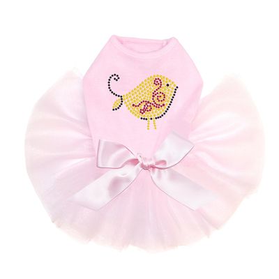 Dog in the Closet Yellow Bird - Bling Rhinestone Tutu Dress, XL Pink