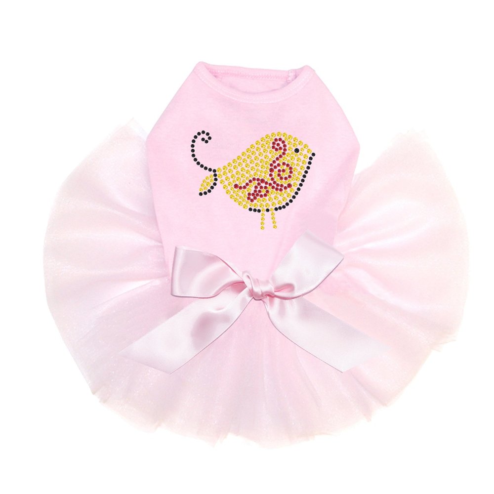Dog in the Closet Yellow Bird - Bling Rhinestone Tutu Dress, XL Pink